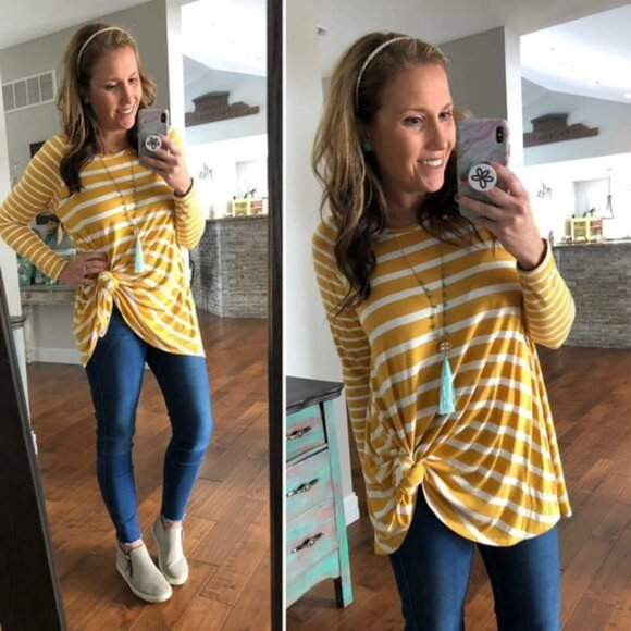 Matilda Jane | Walking on Sunshine Striped Oversized Tunic | Size Small - Picture 9 of 9